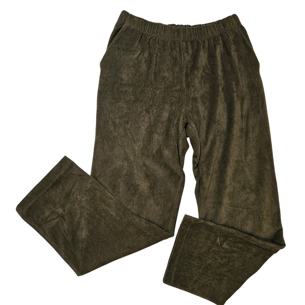 Lands End Chocolate Brown Corduroy Pull On Straight Leg Pants M Academia Earthy